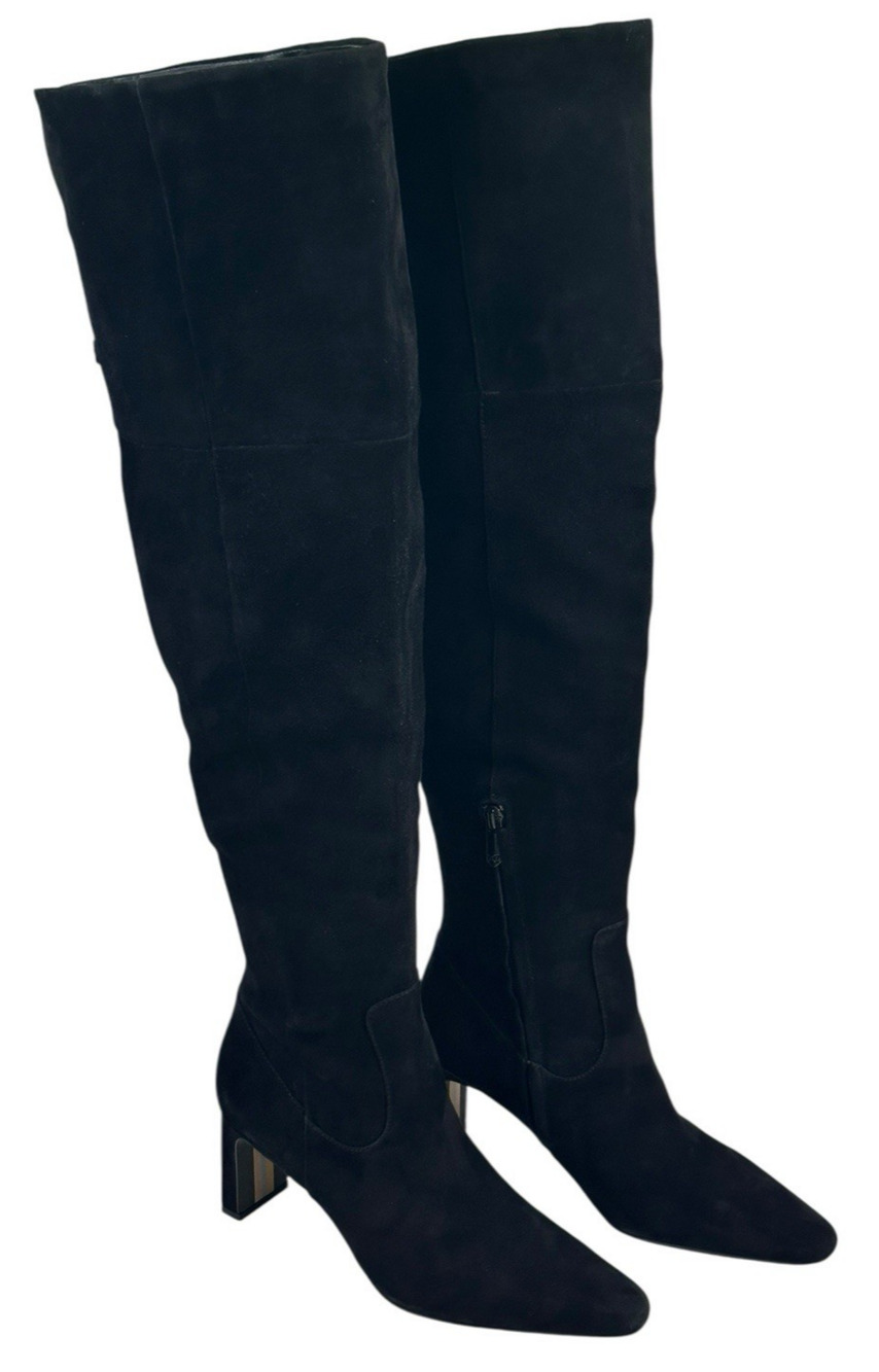 Sam Edelman Shea Over-the-Knee Boots Black Suede Womens 8M Wide Calf New $250